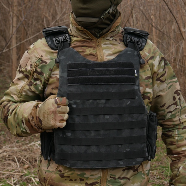 Бронежилет Militex Modular X-1 Black Multicam (Збільшена площа захисту, без підсумків) 2045 фото