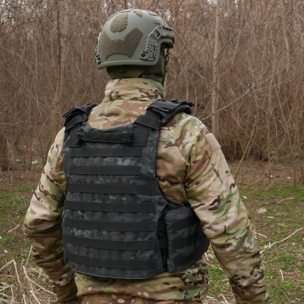 Бронежилет Militex Modular X-1 Black Multicam (Збільшена площа захисту, без підсумків) 2045 фото