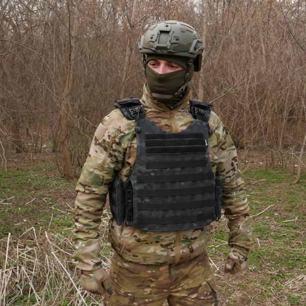 Бронежилет Militex Modular X-1 Black Multicam (Збільшена площа захисту, без підсумків) 2045 фото