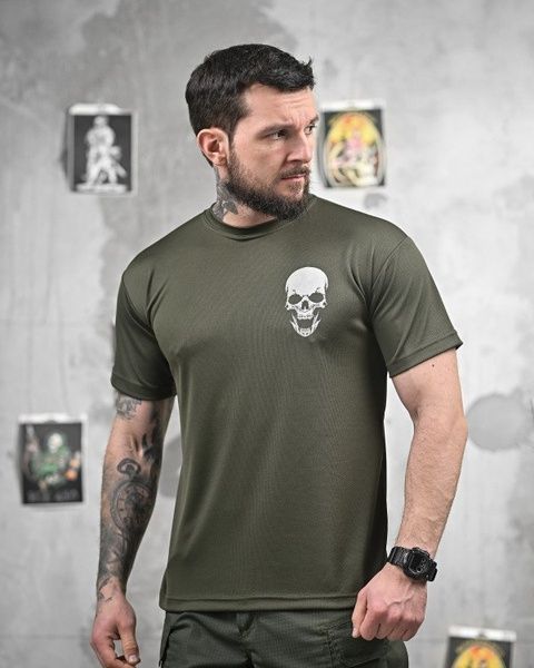 Тактическая футболка CoolMax Battle Skull Olive 91557-48 фото